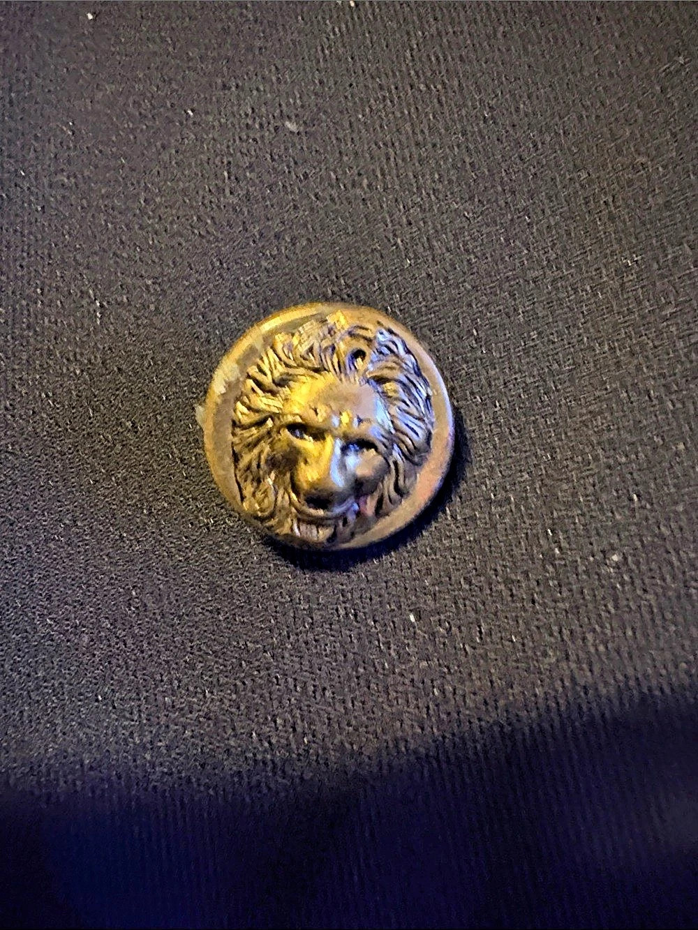 Lion Head Gold-Tone Brooch Brass Button